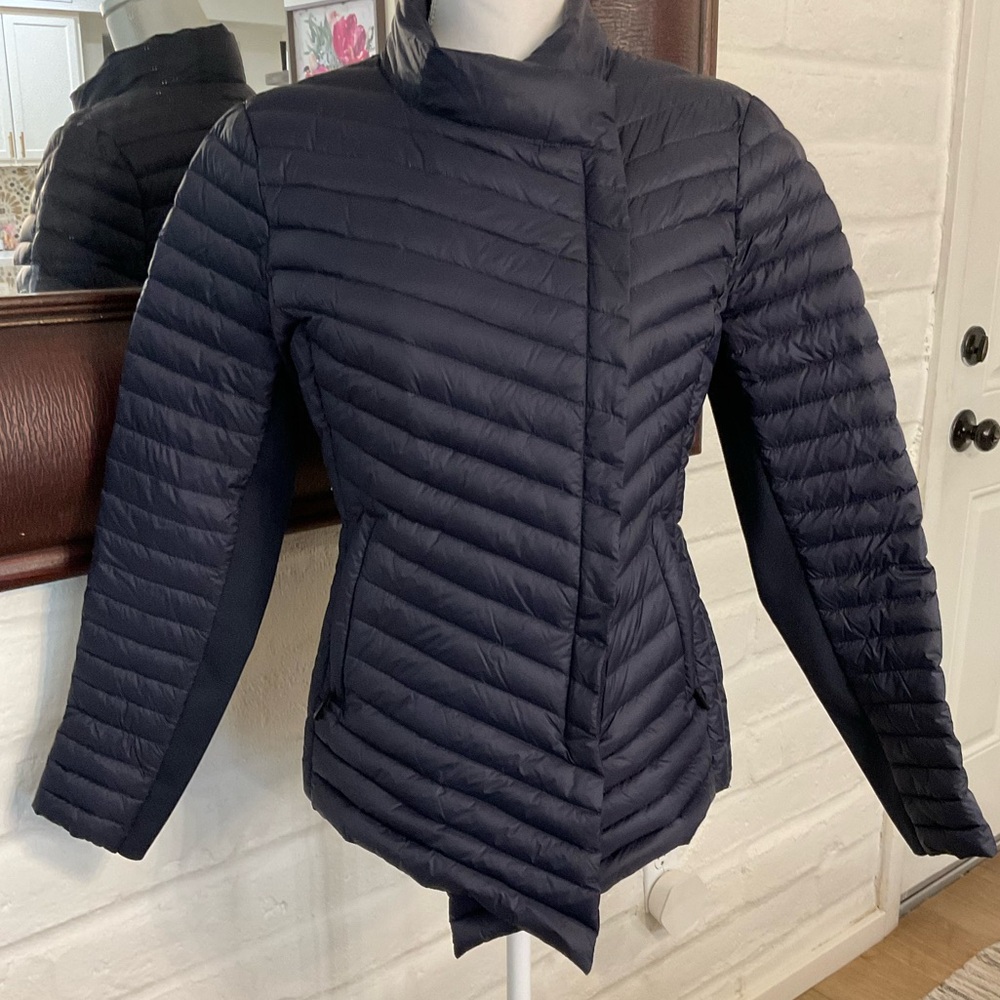 Michael Michael Kors Asymmetrical Quilted Packable Down Puffer Coat Size Large